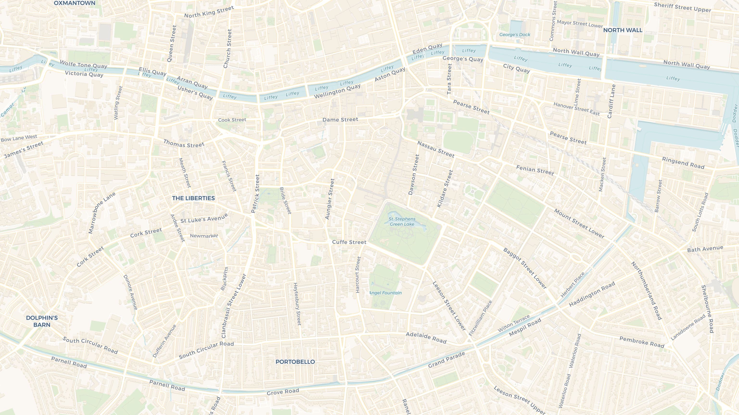 Map of Dublin's Silicon Docks with tech company pins